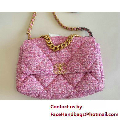 Chanel 19 handbag AS1160 in Cotton Tweed, Gold-tone, Silver-Tone & Ruthenium-Finish Metal Pink & Ecru 2025